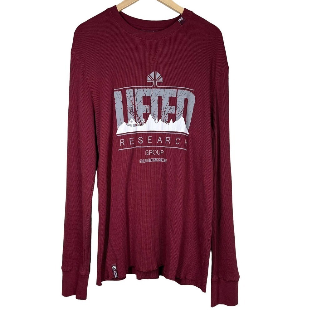 LRG Thermal Long Sleeve Waffle Knit Graphic Burgundy XXL 2XL